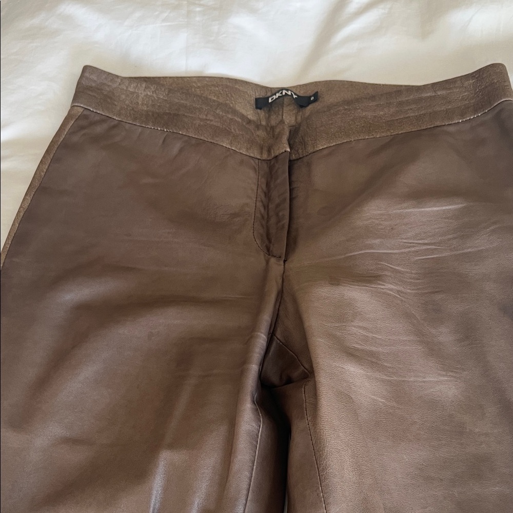 DKNY Men's Tan Leather Pants